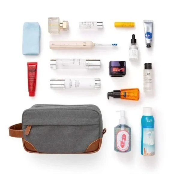 New Toiletry Bag Water Resistant Canvas Light Grey - Picture 5 of 7